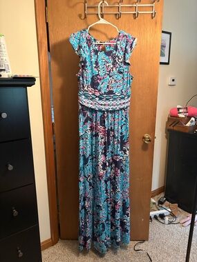 Teal Floral Maxi Dress